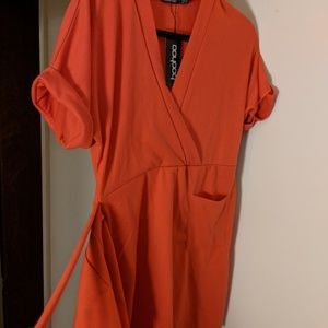 Orange wrap dress